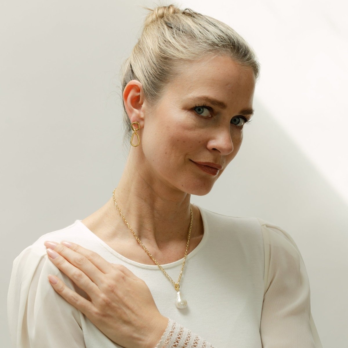Double Link Chain Gold Drop Earrings - Siena - Lulu B Jewellery