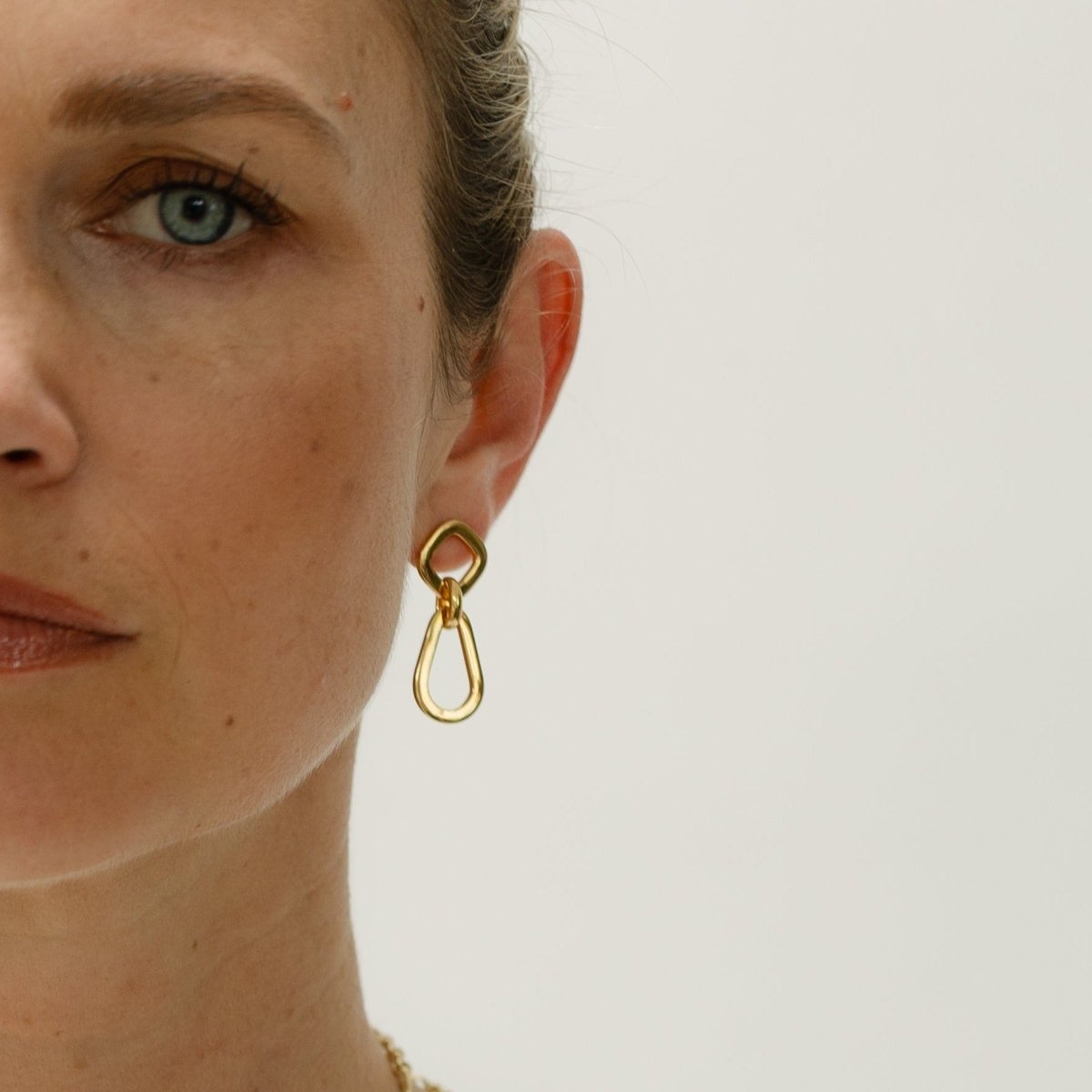 Double Link Chain Gold Drop Earrings - Siena - Lulu B Jewellery