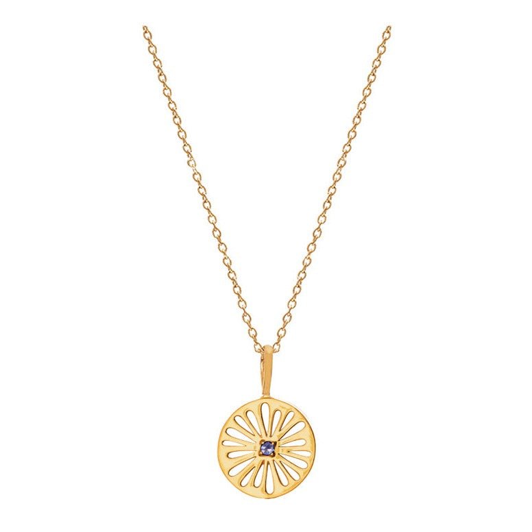 Gold Pendant Necklace with Iolite - Imogen - Lulu B Jewellery