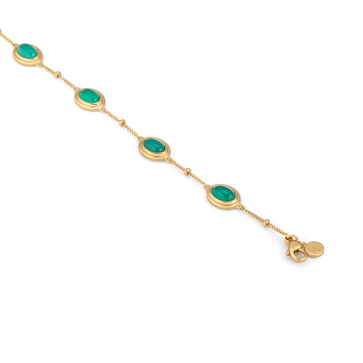 Green Agate Gemstone Gold Bracelet - Lulu B London - Timeless Jewellery