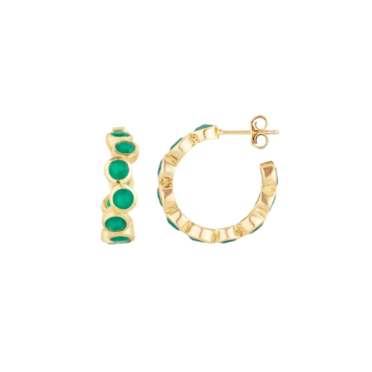 Green Onyx Gold Hoop Earrings - Lulu B Jewellery