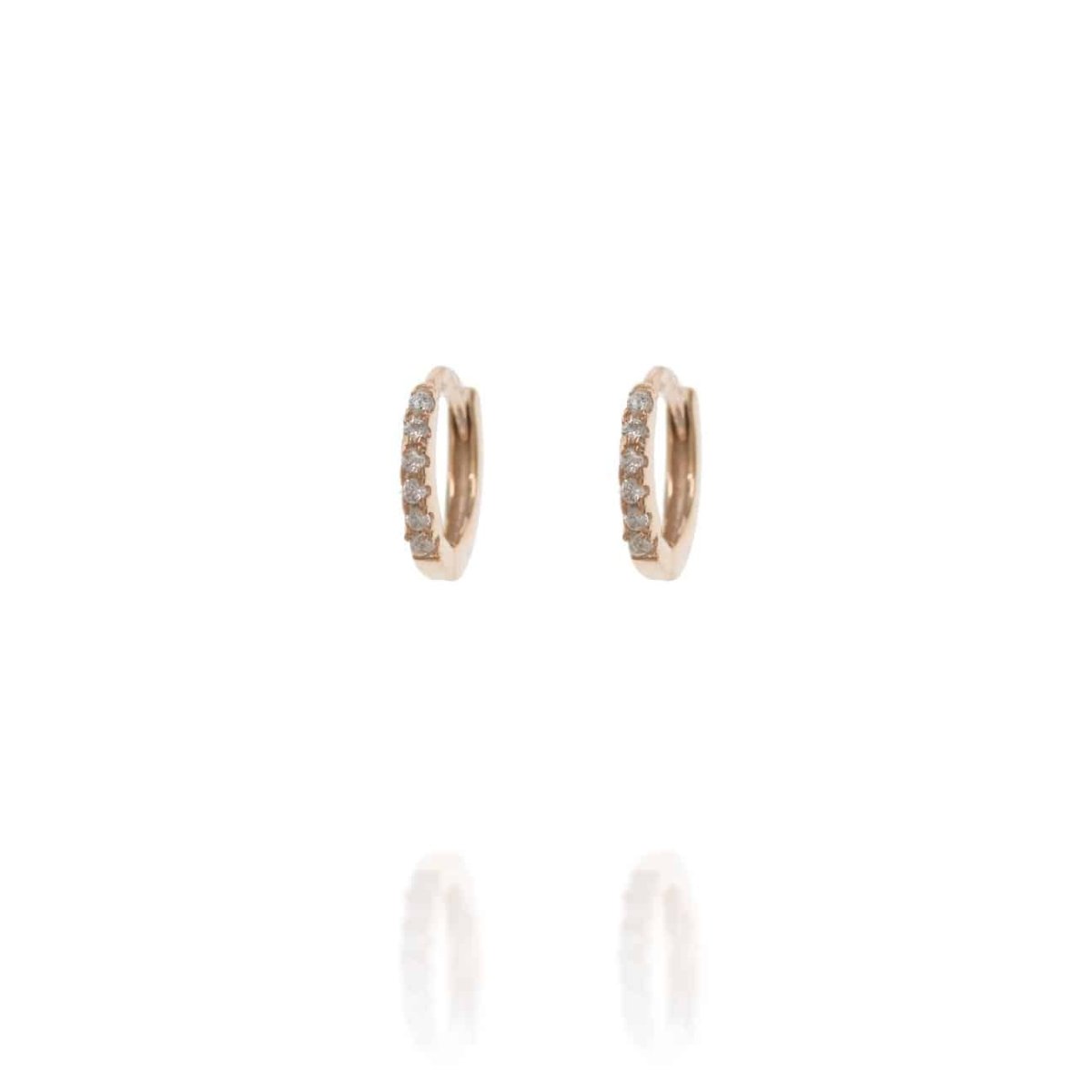 Huggie Rose Gold Hoop Earrings with Cubic Zirconia - Lulu B Jewellery