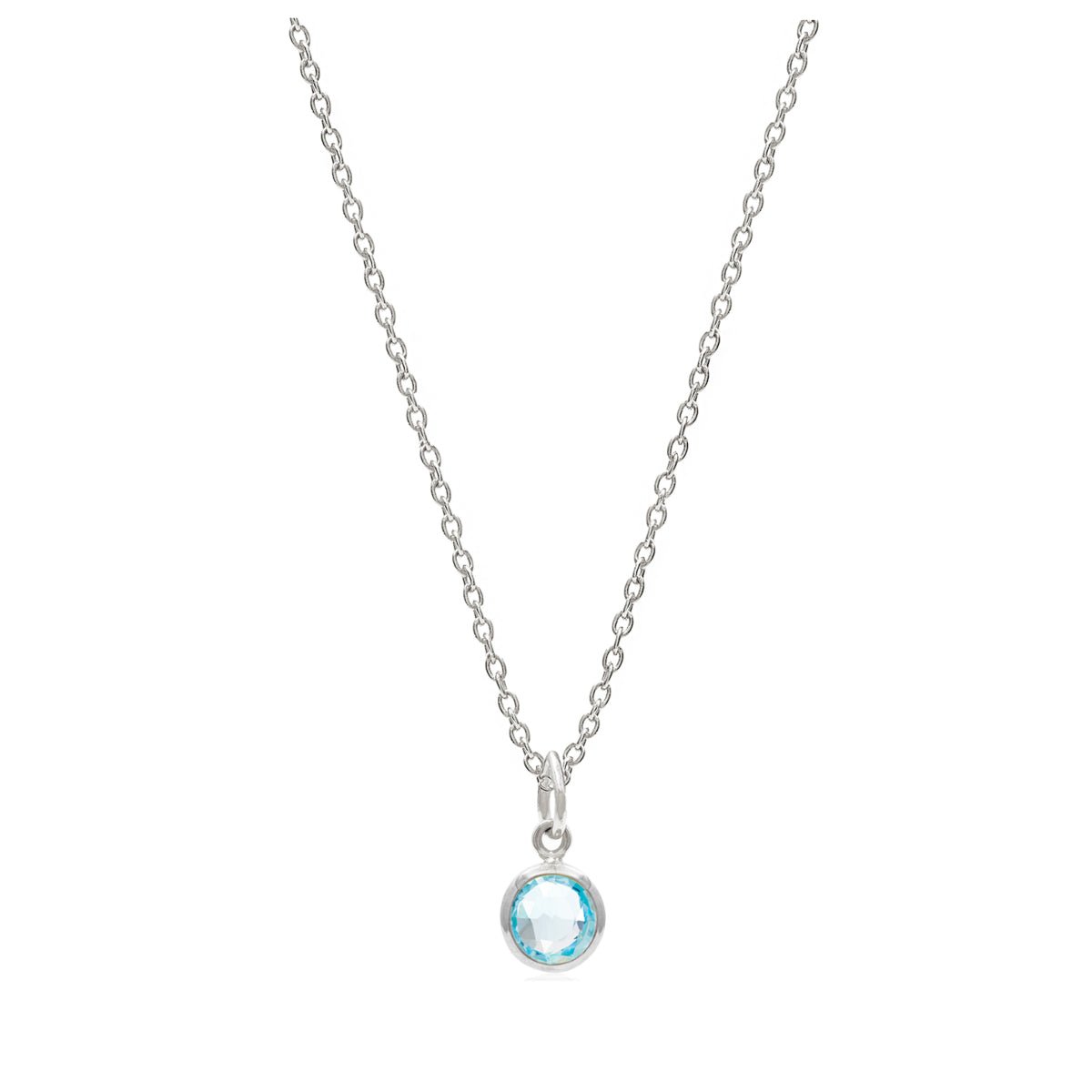 March Birthstone Silver Necklace - Blue Topaz (Charm sold with chain or individually) - Lulu B Jewellery