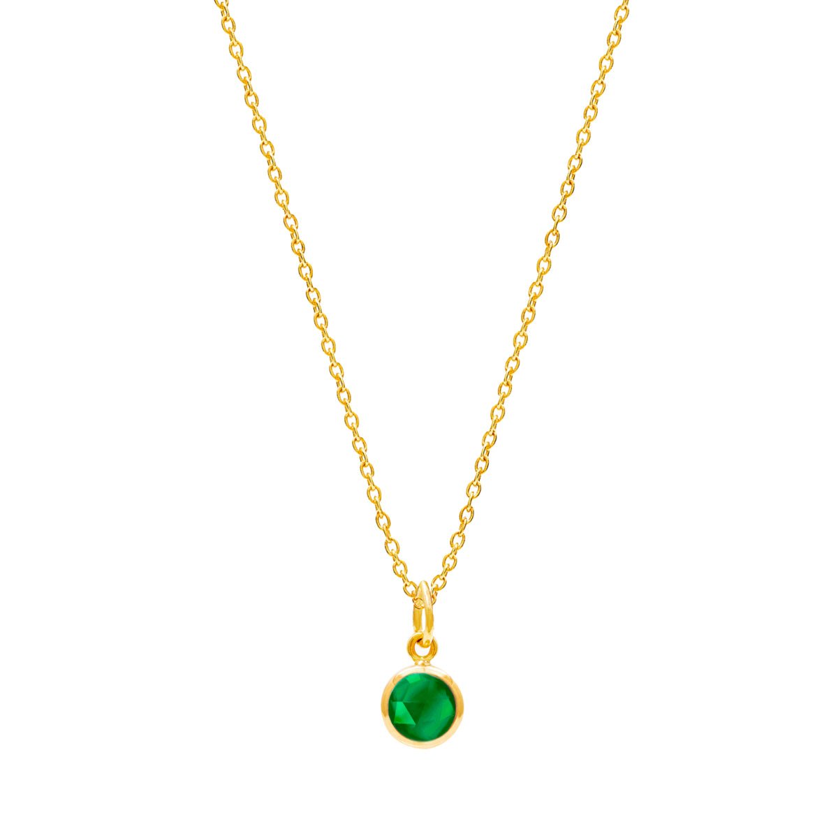 May Birthstone Gold Necklace - Emerald (Charm sold with chain or individually) - Lulu B Jewellery