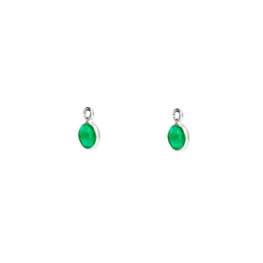 May Birthstone Silver Hoop Earrings - Emerald (Charm sold with hoops or individually) - Lulu B Jewellery