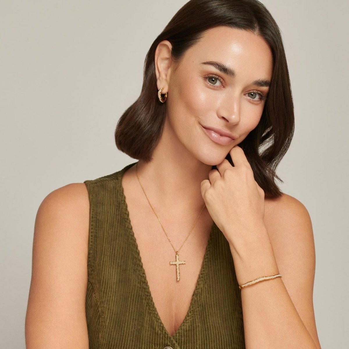 Molten Pearl Gold Cross Necklace - Lulu B Jewellery