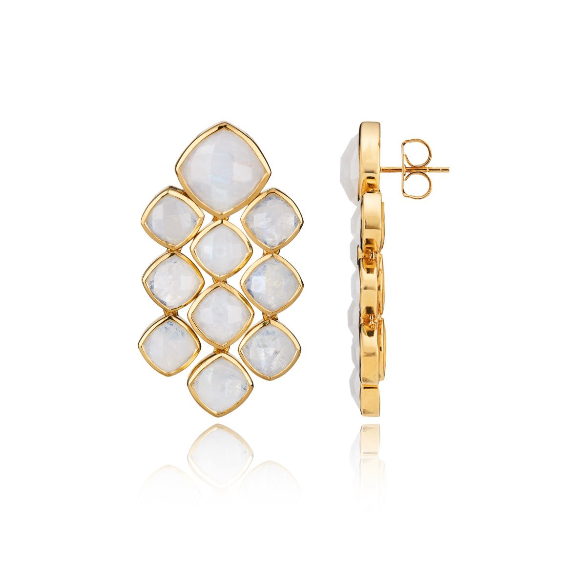 Moonstone Chandelier Gemstone Gold Earrings - Lulu B London - Timeless Jewellery
