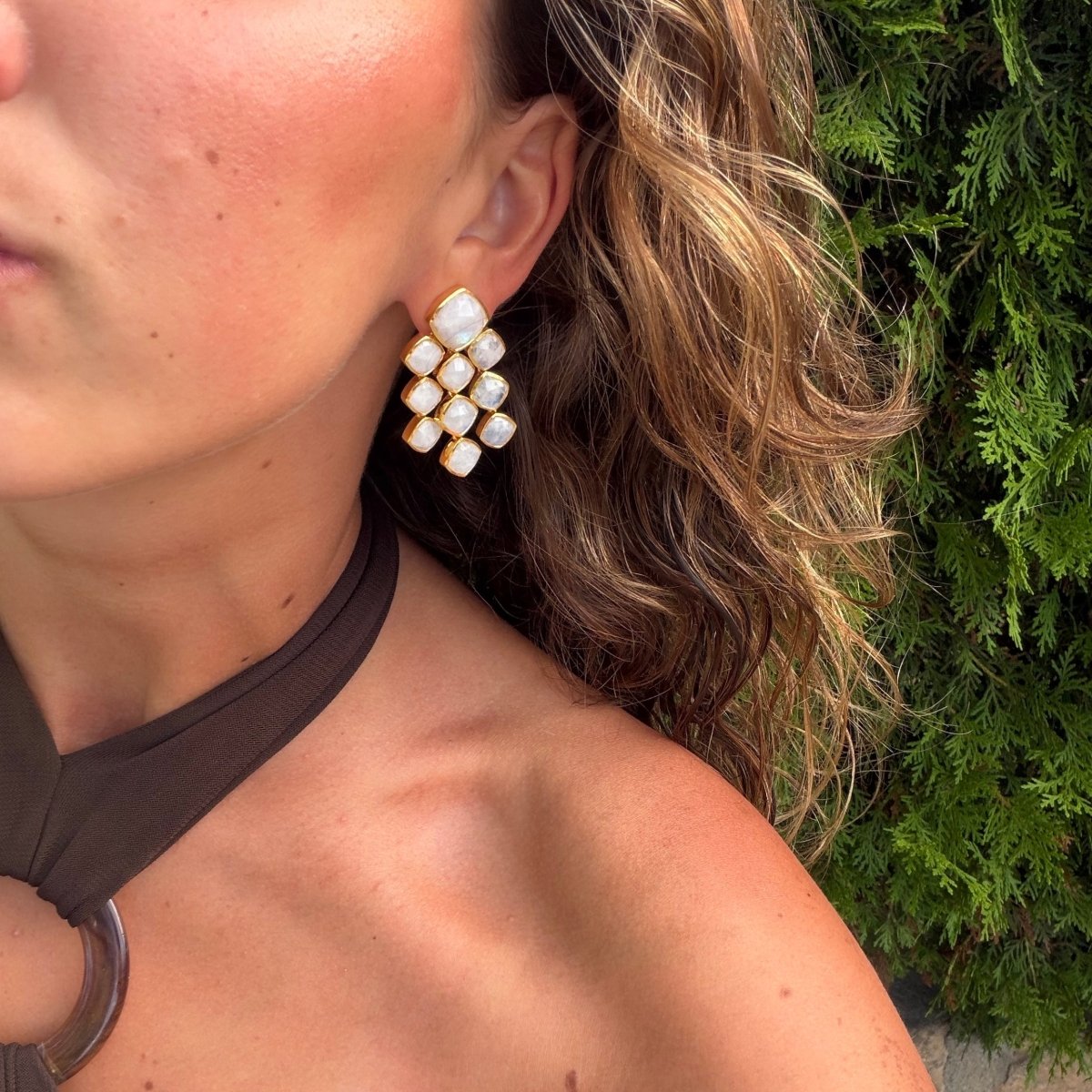 Moonstone Chandelier Gemstone Gold Earrings - Lulu B London - Timeless Jewellery