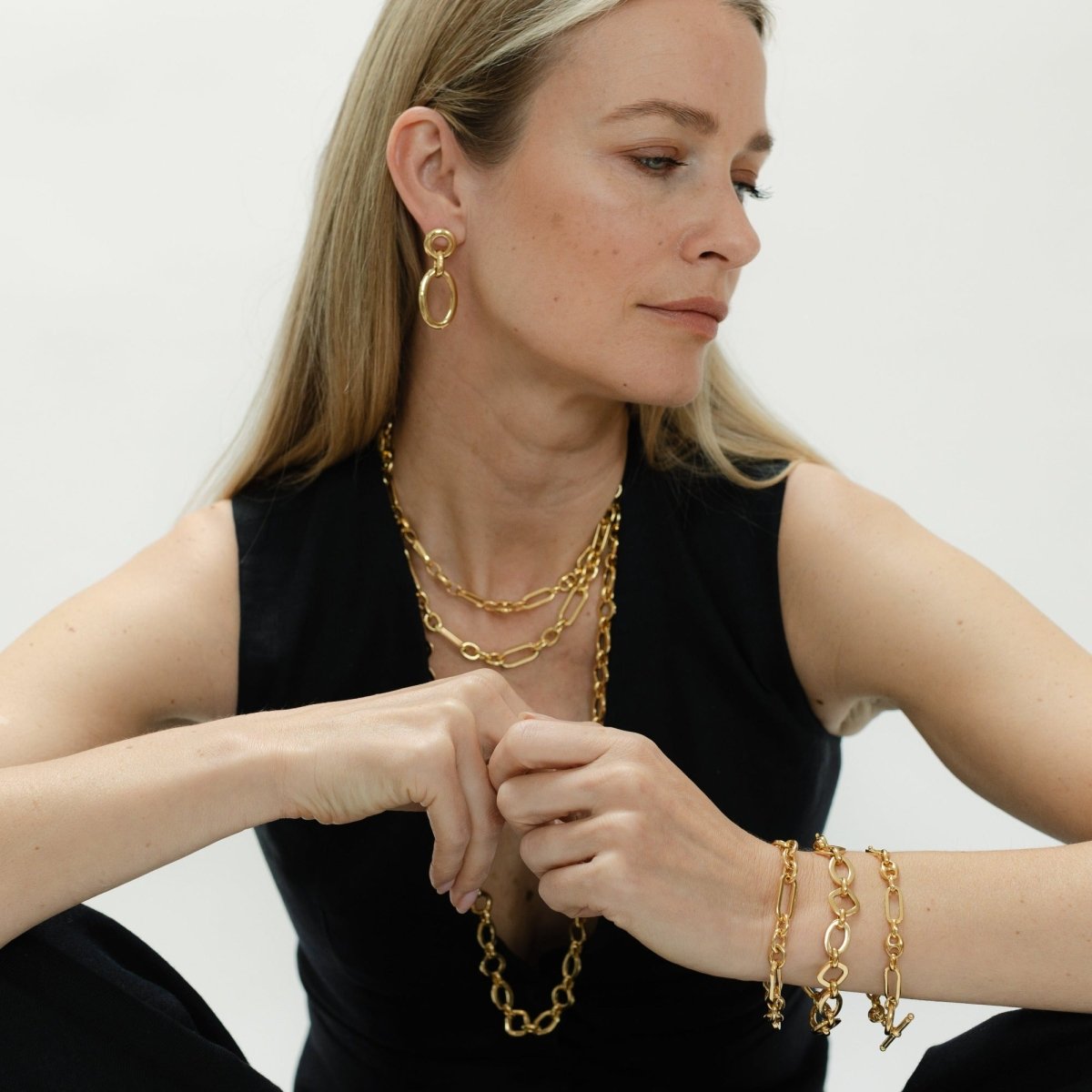 Oval Link Gold Chain Drop Earrings - Siena - Lulu B Jewellery