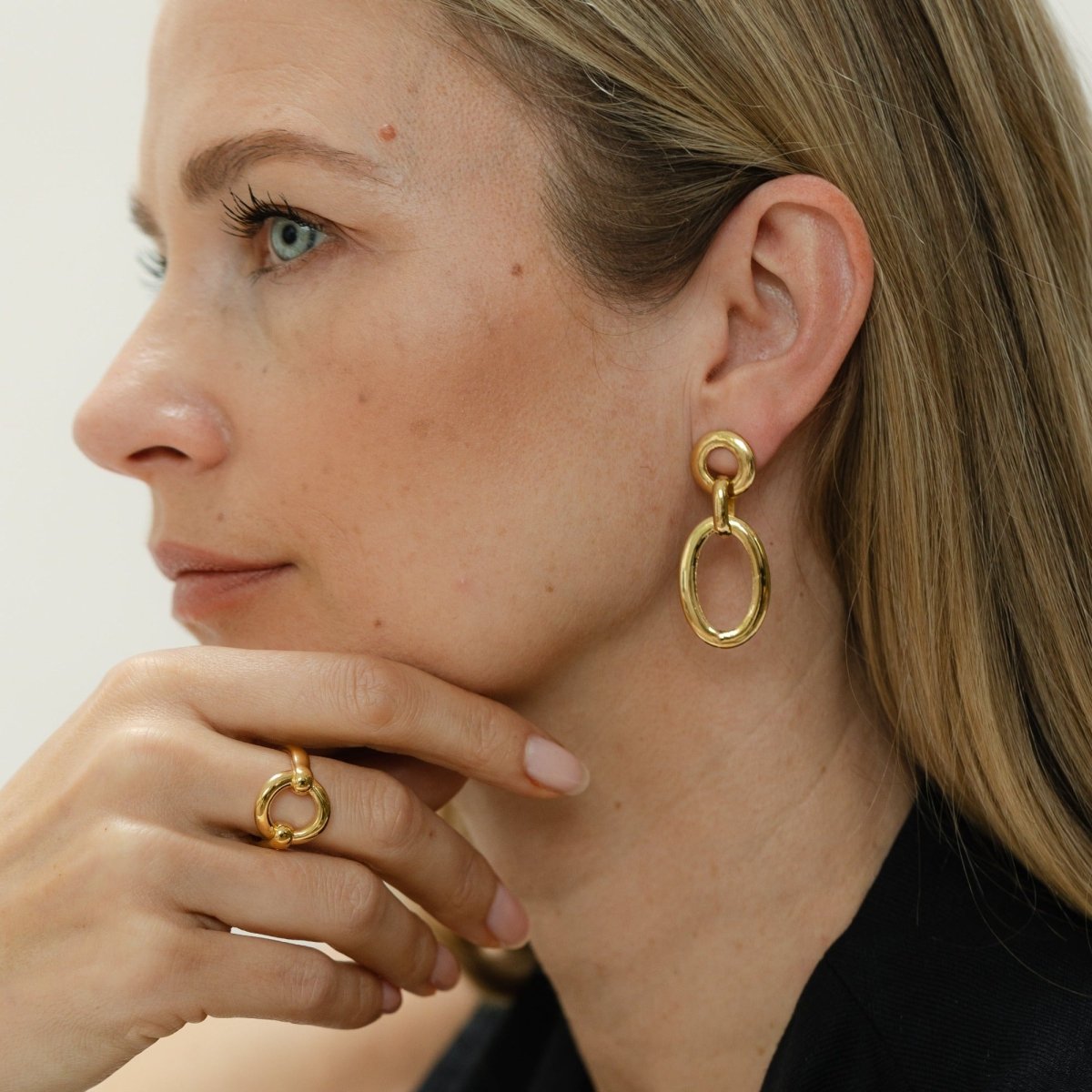 Oval Link Gold Chain Drop Earrings - Siena - Lulu B Jewellery