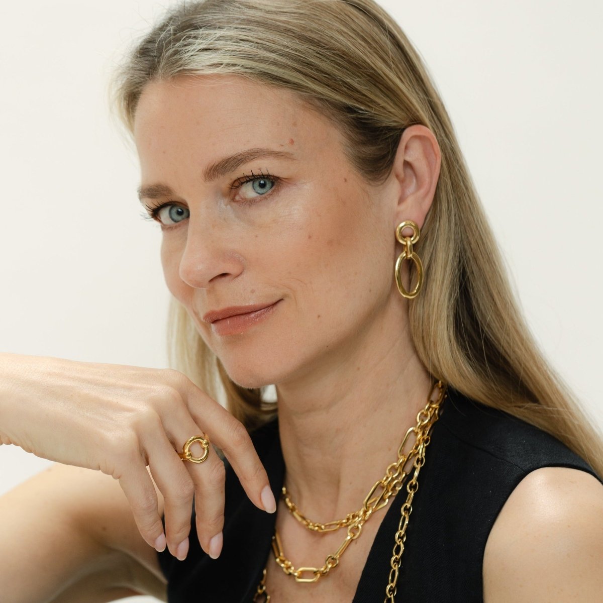 Oval Link Gold Chain Drop Earrings - Siena - Lulu B Jewellery