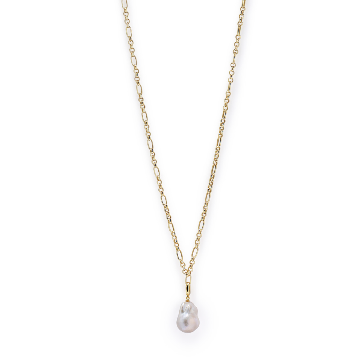 Baroque Pearl Gold Classic Link Chain Necklace (Charm sold with chain or individually)