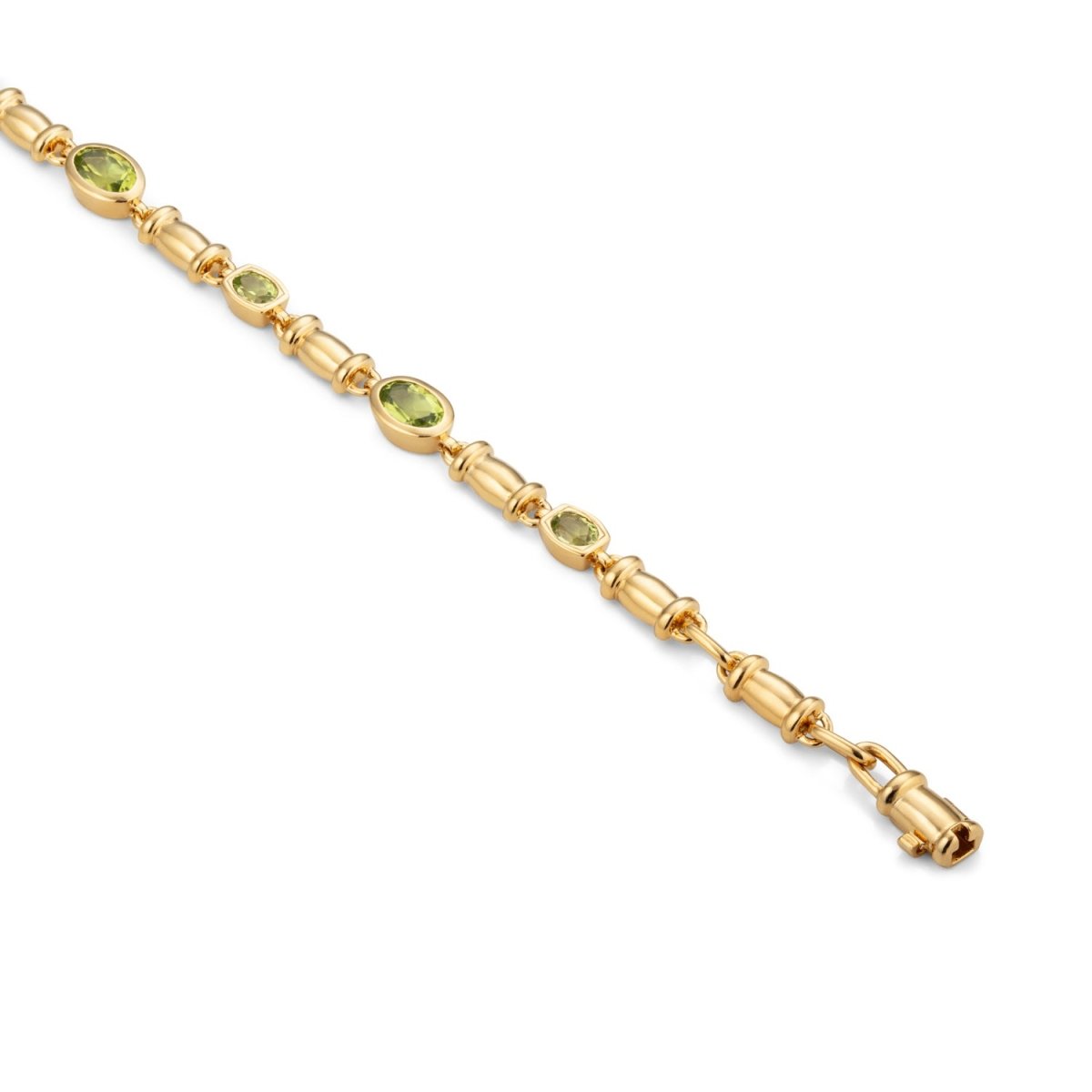 Peridot Gemstone Chain Gold Bracelet - Lulu B London - Timeless Jewellery