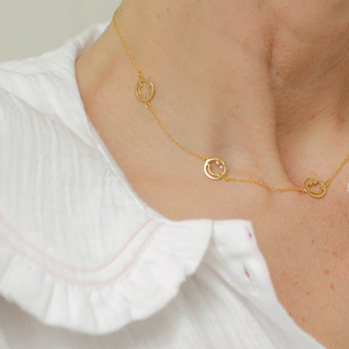 Smiley Gold Chain Necklace - Lulu B Jewellery