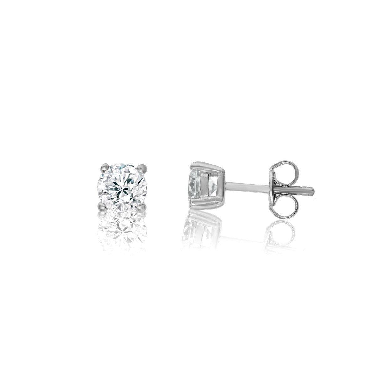 Solitaire Silver Stud Earrings with Cubic Zirconia - Lulu B Jewellery