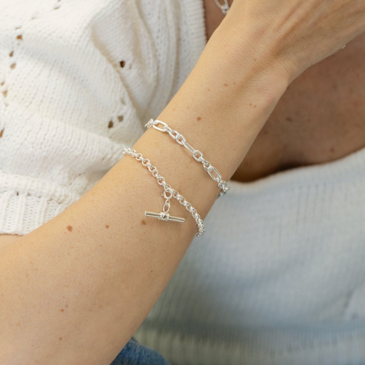 T - Bar Silver Belcher Chain Bracelet - Lulu B Jewellery