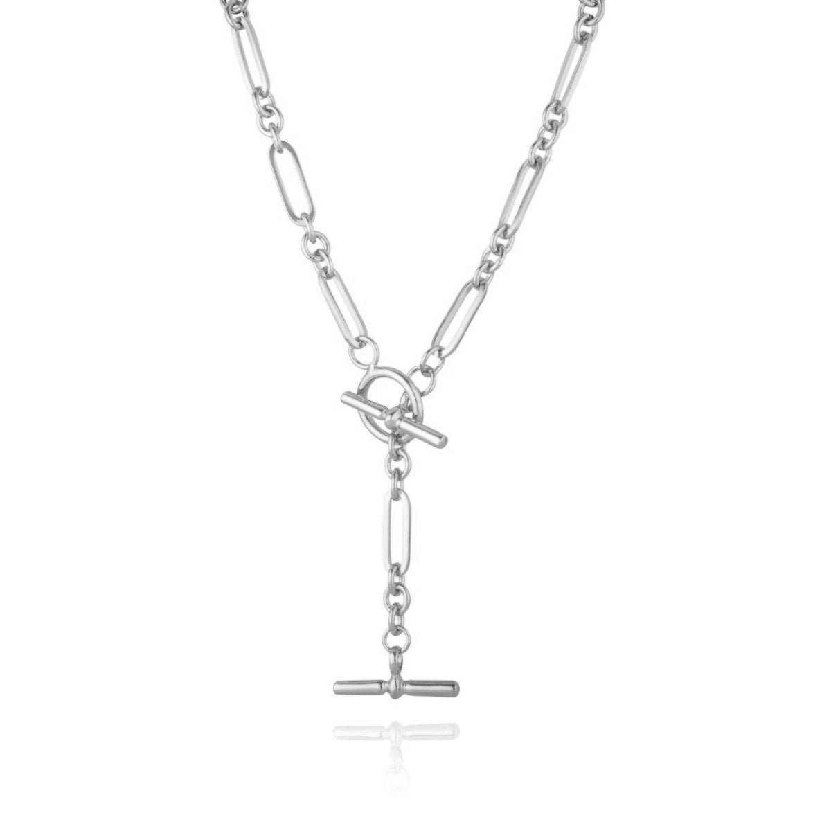 T - Bar Silver Lariat Chain Necklace - Lulu B London - Timeless Jewellery
