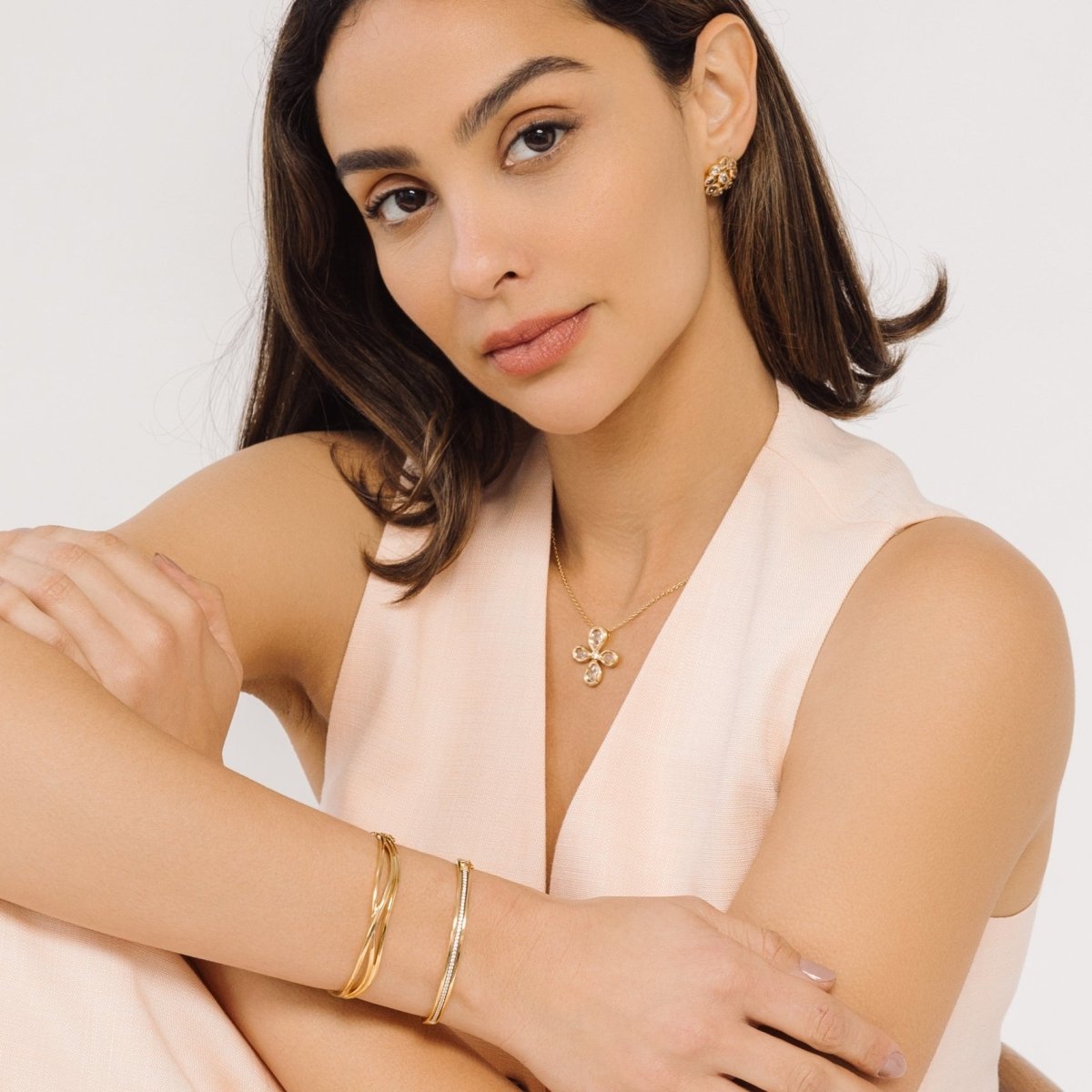 Teardrop Cross Gold Necklace with Cubic Zirconia - Ripple - Lulu B London - Timeless Jewellery