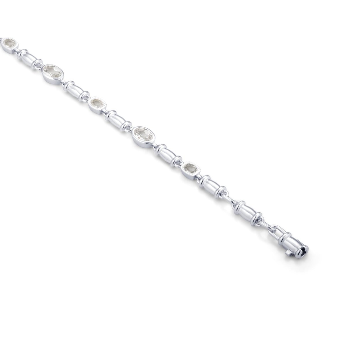 White Topaz Gemstone Chain Silver Bracelet - Lulu B London - Timeless Jewellery