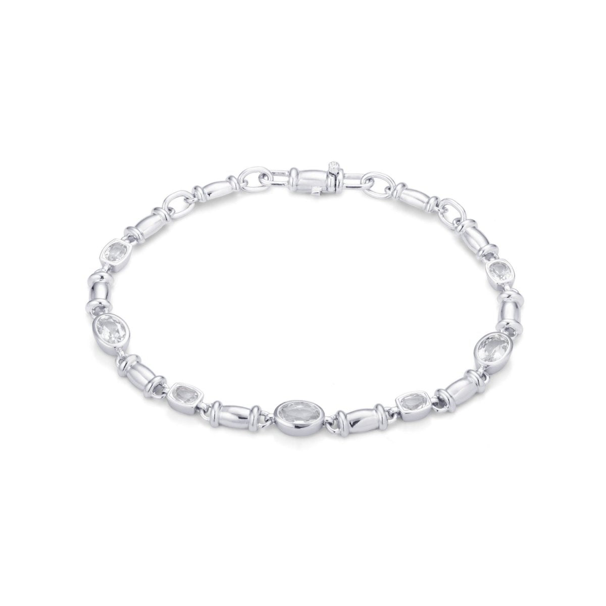 White Topaz Gemstone Chain Silver Bracelet - Lulu B London - Timeless Jewellery