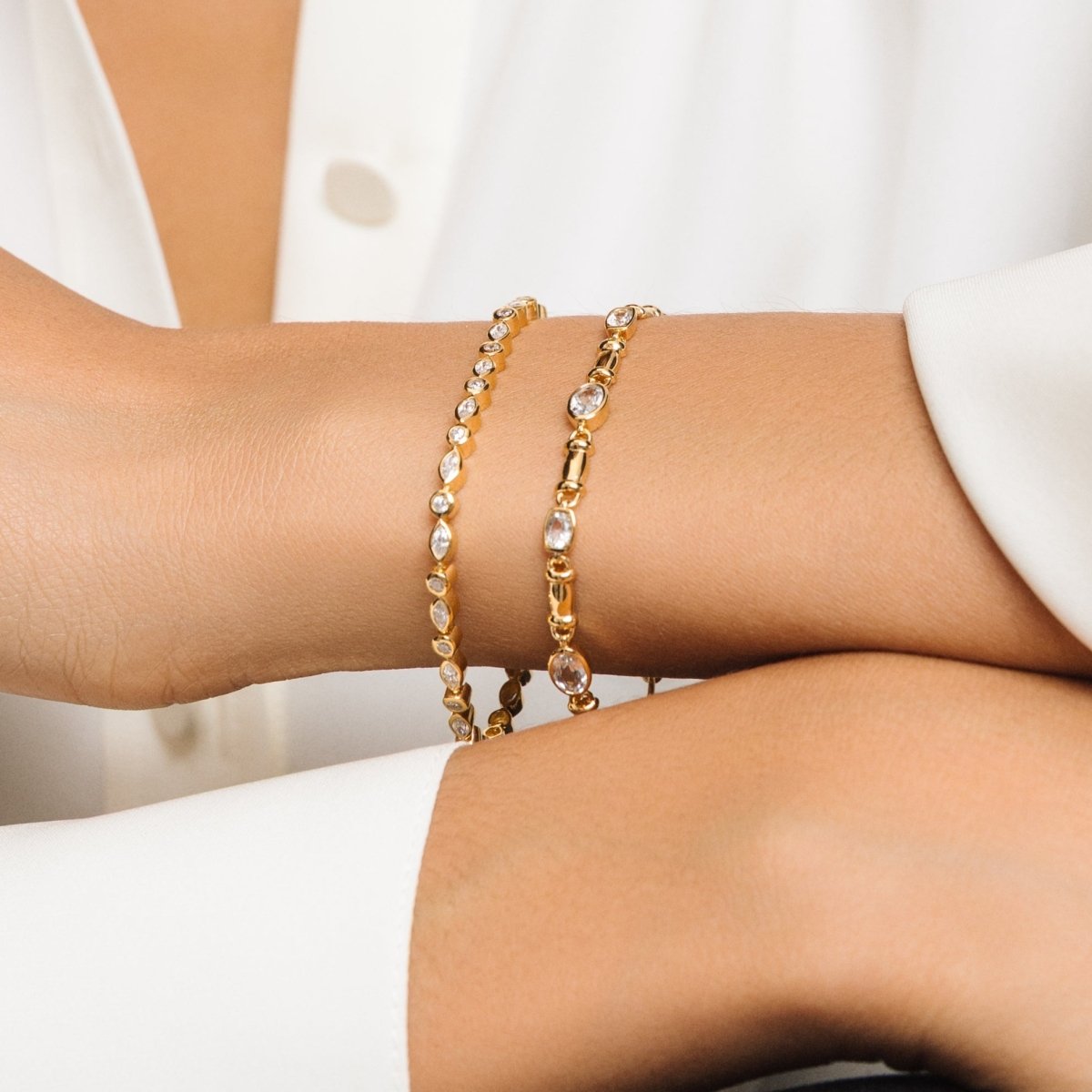 White Topaz Gemstone Chain Silver Bracelet - Lulu B London - Timeless Jewellery