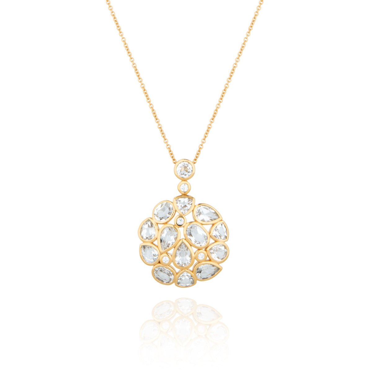 White Topaz Statement Gold Pendant Necklace - Lulu B London - Timeless Jewellery