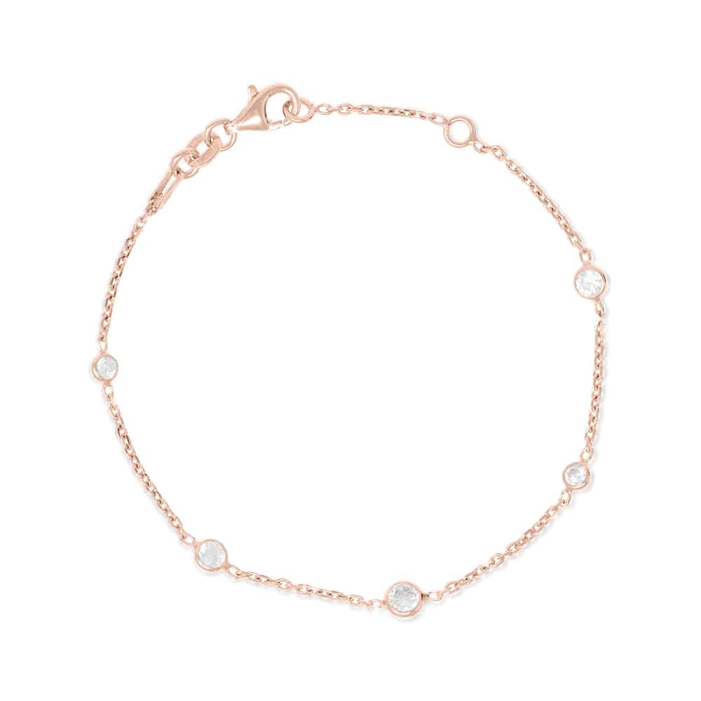 Rose Gold Brompton Bracelet with Cubic Zirconia - Lulu B Jewellery