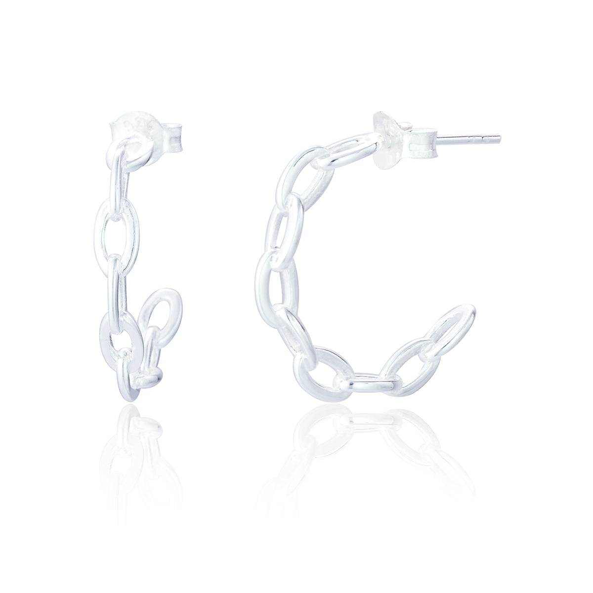 Chain Silver Hoop Earrings