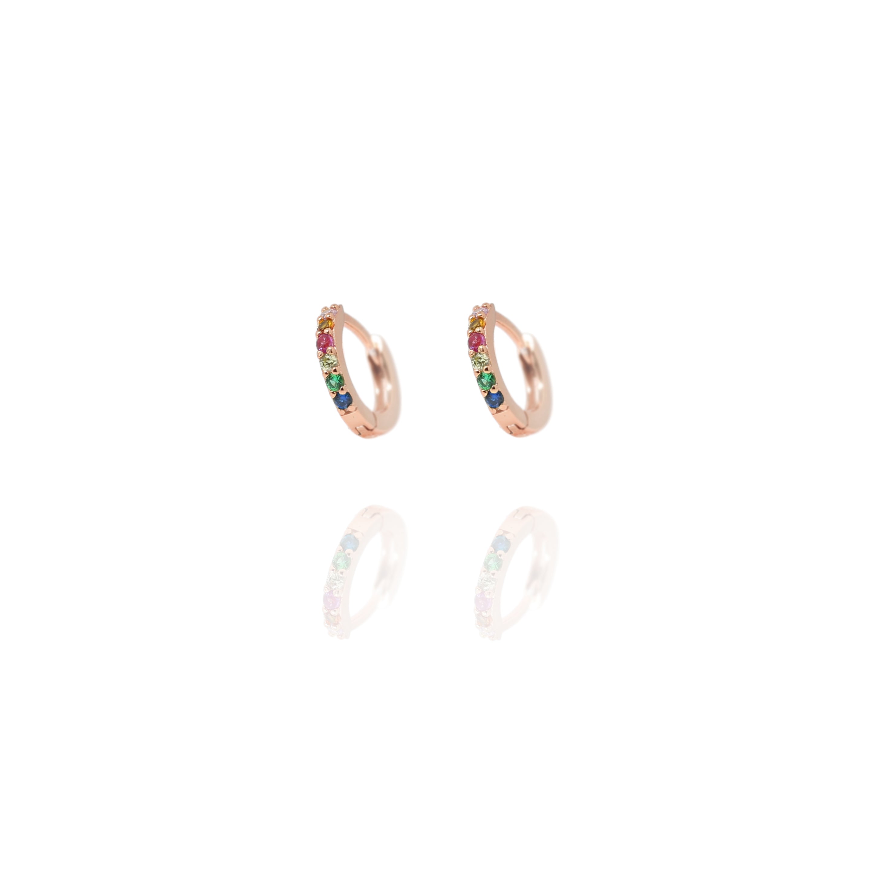 Rose Gold Huggie Rainbow Hoops - Lulu B Jewellery