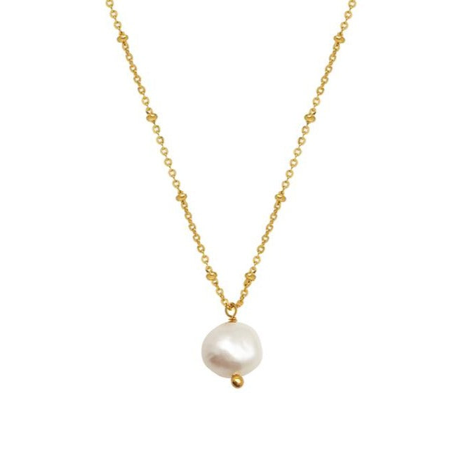 Gold Amica Necklace with Pearl - Lulu B Jewellery