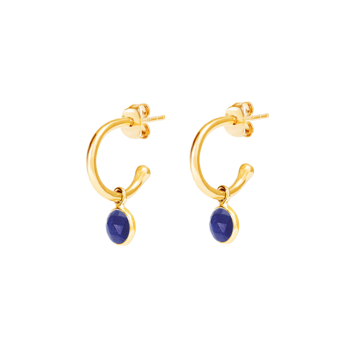 Gold Birthstone Hoop Earrings with Lapis Lazuli - Lulu B Jewellery
