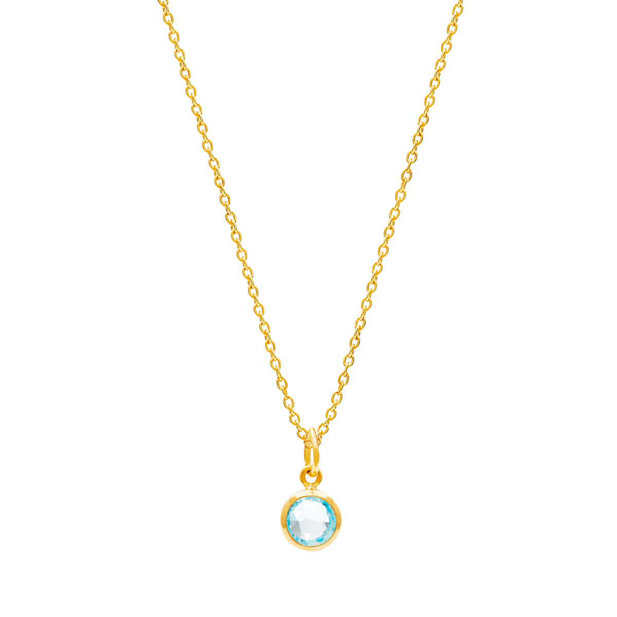 Gold Birthstone Necklace with Blue Topaz (March) - Lulu B Jewellery