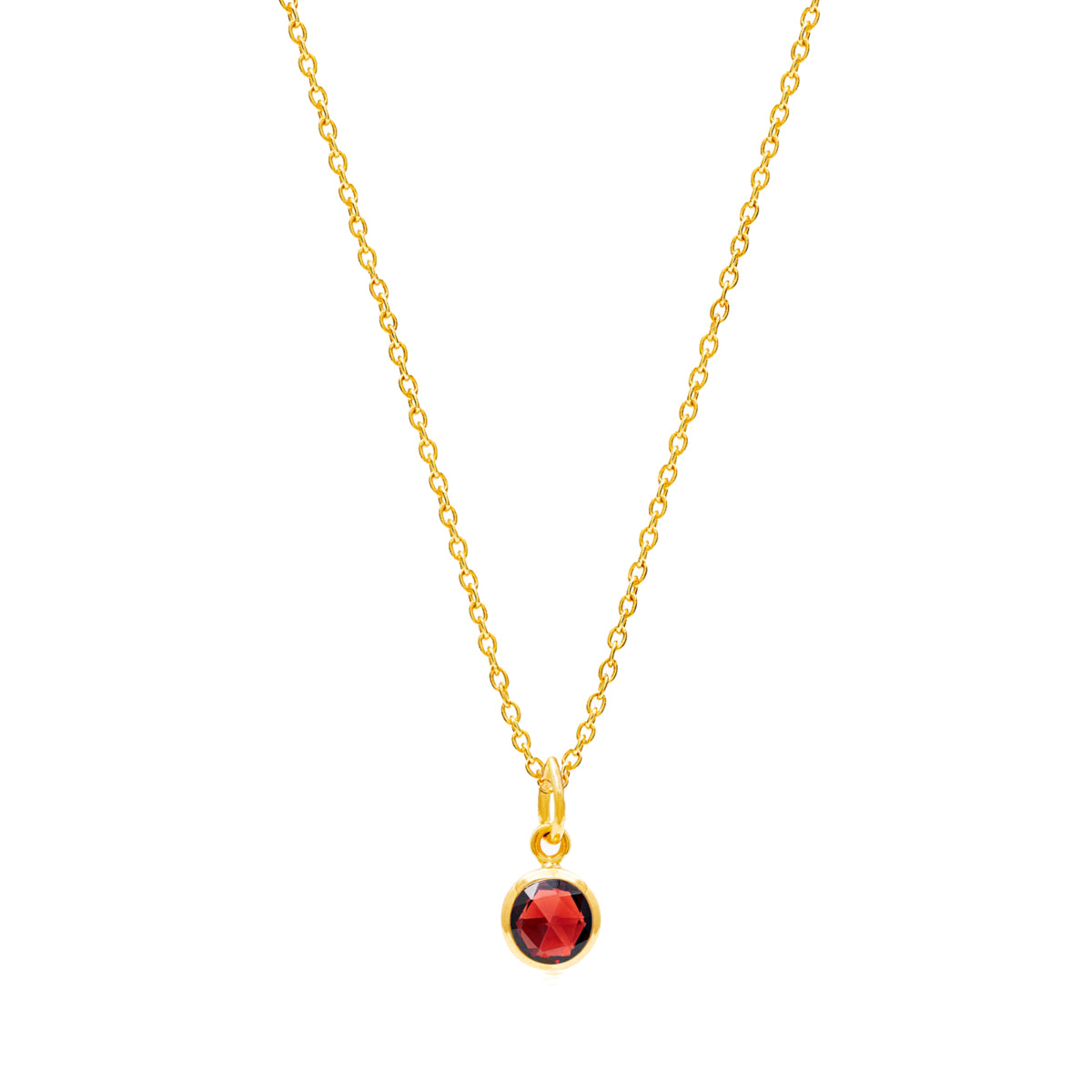 Gold Birthstone Necklace with Garnet (January) - Lulu B Jewellery