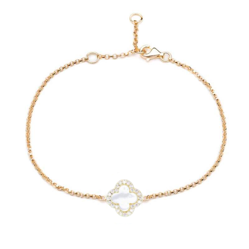 Gold Clover Bracelet with Mother of Pearl - Lulu B Jewellery