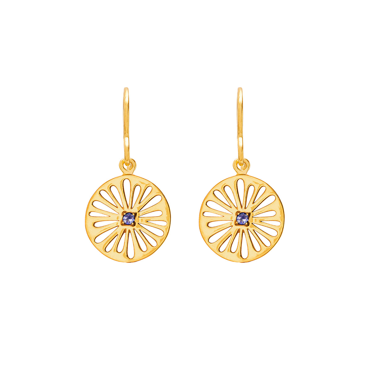 Gold Imogen Drop Earrings with Iolite - Lulu B Jewellery