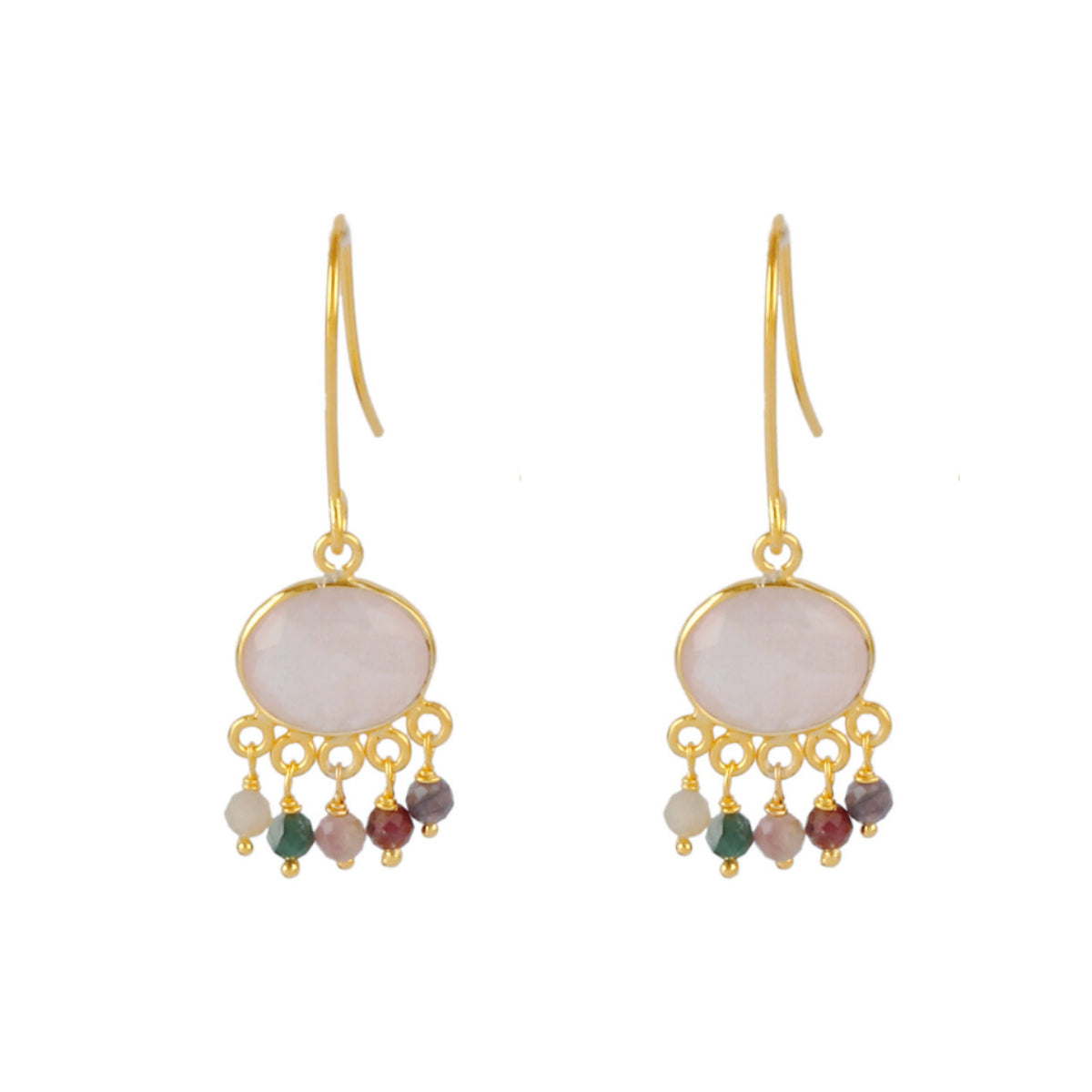 Gold Isla Drops with Rose Quartz and Multi-coloured Tourmalines