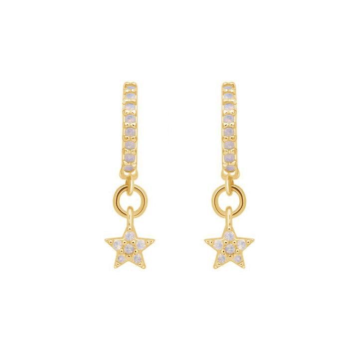 Gold Star Huggie Hoops with Cubic Zirconia - Lulu B Jewellery