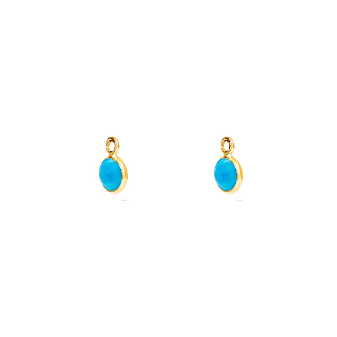 December Birthstone Gold Hoop Earrings - Turquoise (Charm sold with hoops or individually)