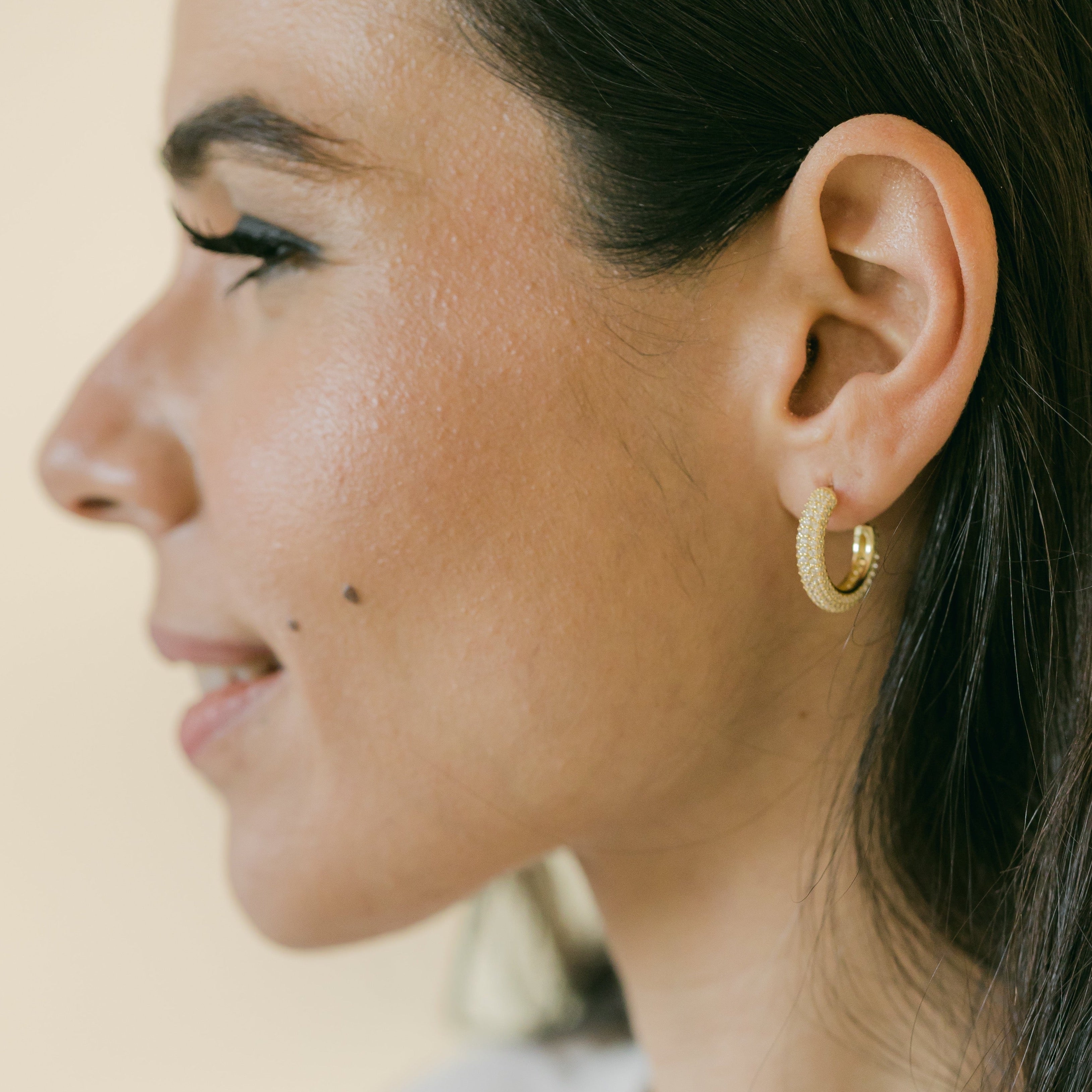 Pavé Gold Hoop Earrings with Cubic Zirconia