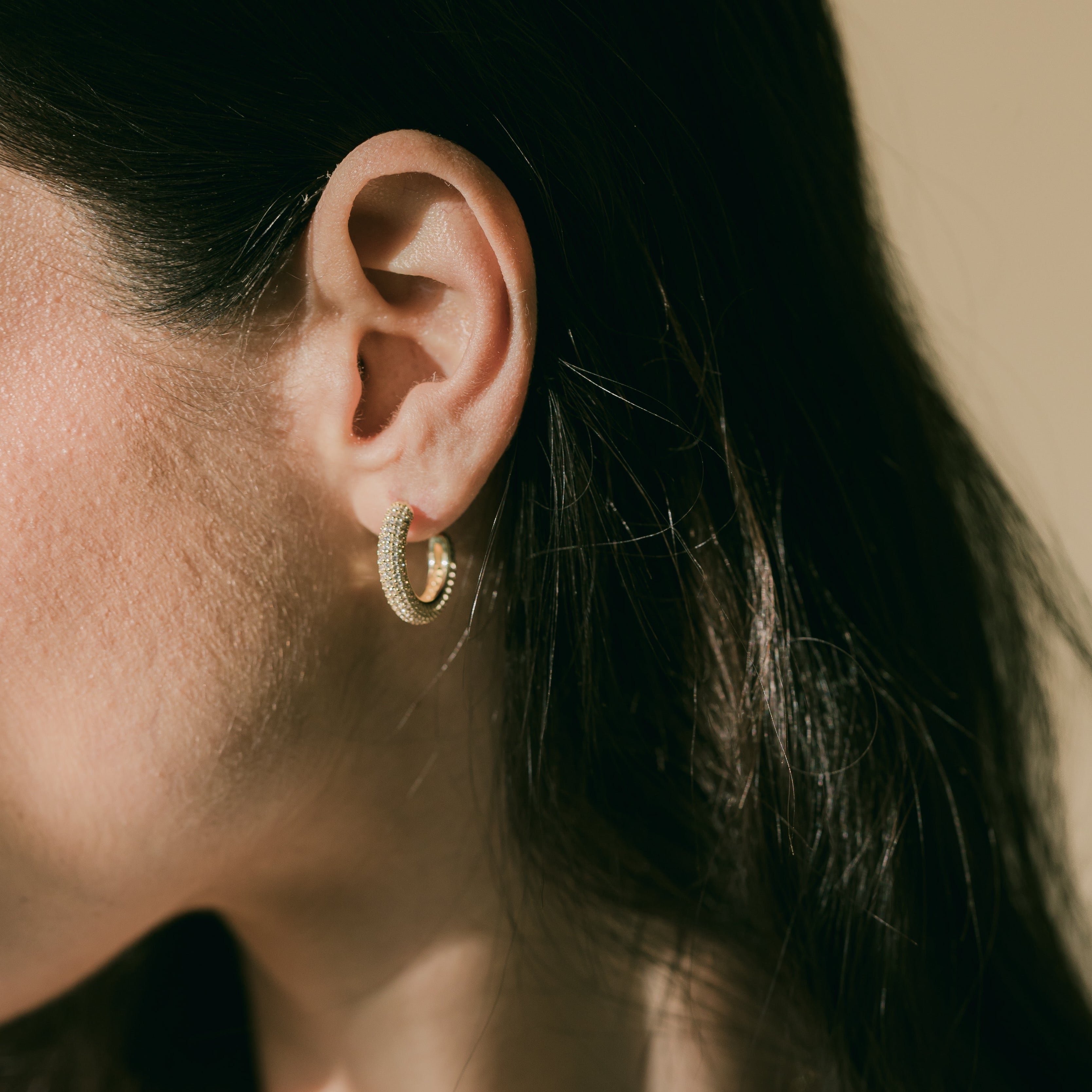 Pavé Gold Hoop Earrings with Cubic Zirconia