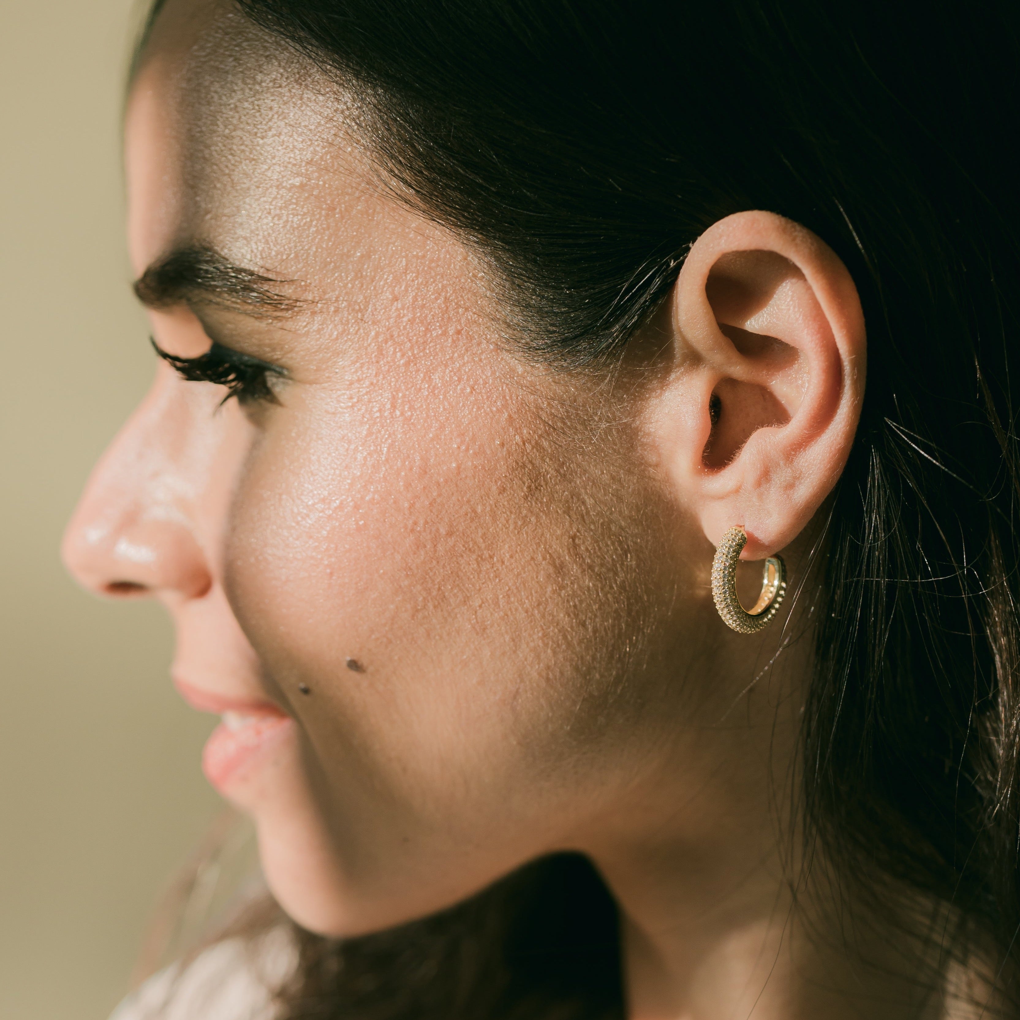 Pavé Gold Hoop Earrings with Cubic Zirconia