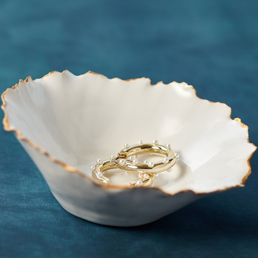 Chunky Gold Hoop Earrings with Pearl - Harbour