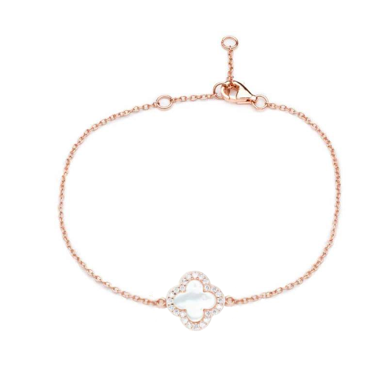 Rose Gold Clover Bracelet with Mother of Pearl - Lulu B Jewellery