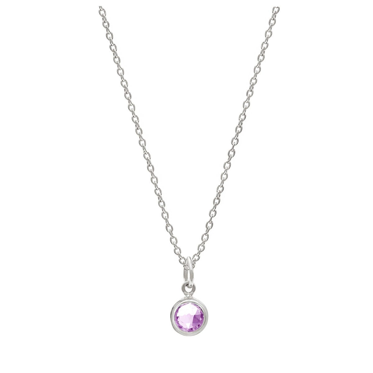 Silver Birthstone Necklace with Amethyst (February) - Lulu B Jewellery
