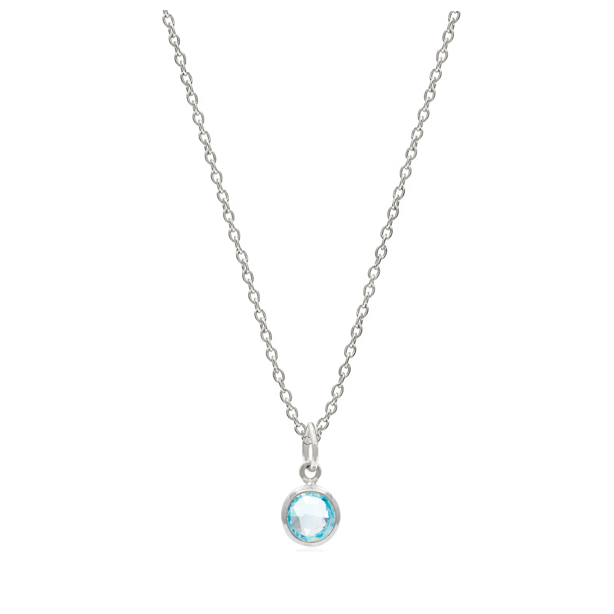 Silver Birthstone Necklace with Blue Topaz (March) - Lulu B Jewellery
