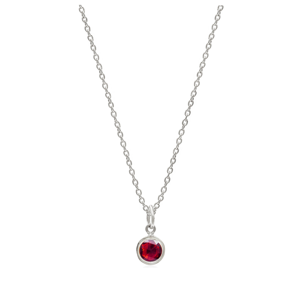 Silver Birthstone Necklace with Garnet (January) - Lulu B Jewellery