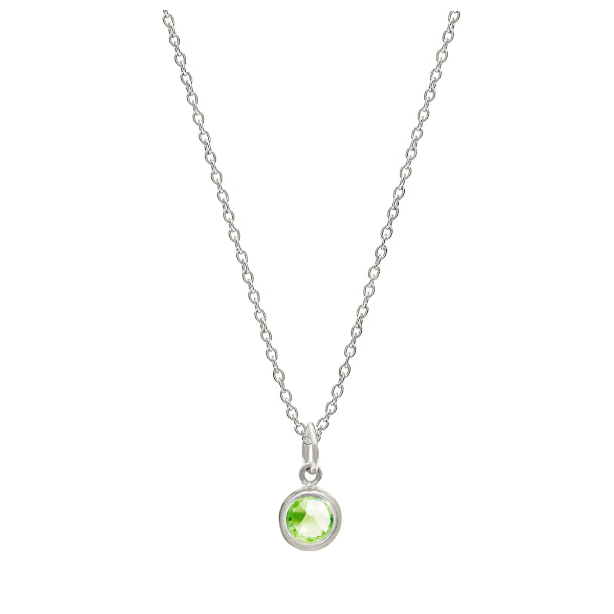 Silver Birthstone Necklace with Peridot (August) - Lulu B Jewellery