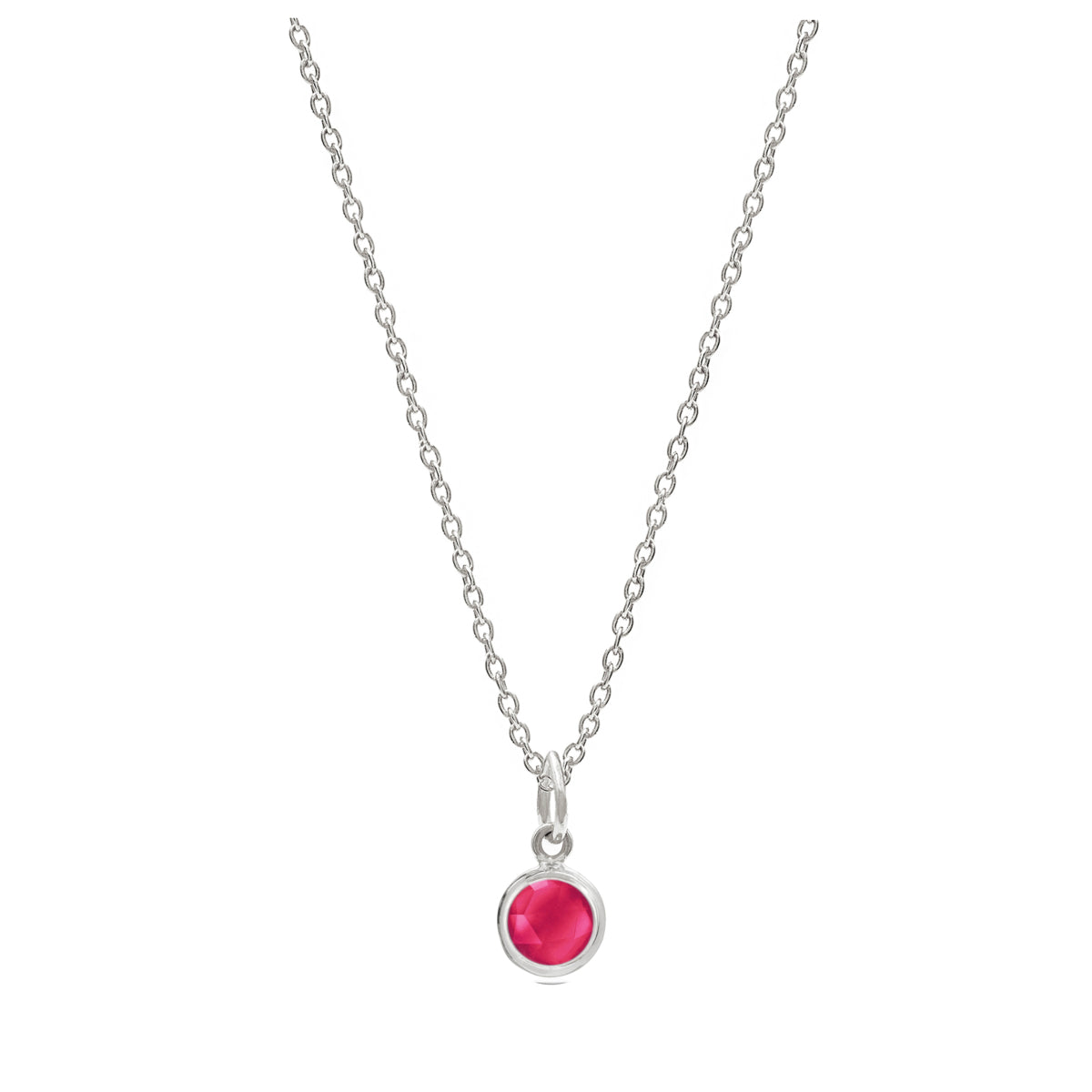 Silver Birthstone Necklace with Ruby Quartz (July) - Lulu B Jewellery