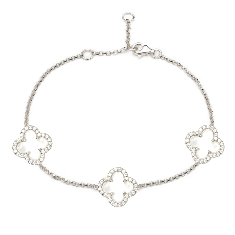Silver Clover Chain Bracelet with Mother of Pearl - Lulu B Jewellery