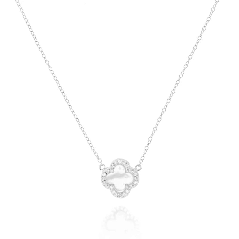 Silver Clover Necklace with Mother of Pearl - Lulu B Jewellery
